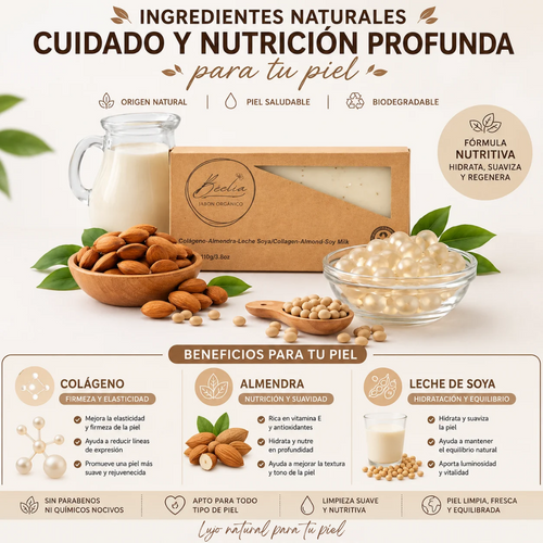Kit 2 jabones organicos colágeno-almendra y avena-coco