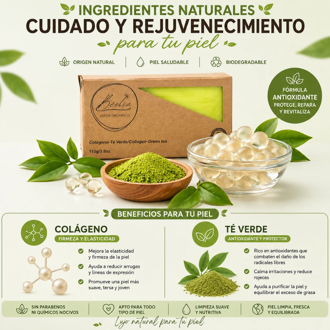 Kit 2 jabones organicos avena-coco y colágeno-té verde
